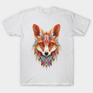 Spectrum Fox: Radiant Op Art Red Fox Design T-Shirt